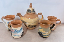 Boscastle Irving Studio Pottery Teapot And 4 Mugs Unglazed Charity Sale