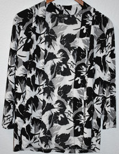 Kasper M Open Front Cardigan Lightweight Black/White Abstract Flowy Langenlook
