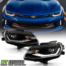 2016-2022 Chevy Camaro HID/Xenon w/LED DRL Projector Headlights Headlamps Black