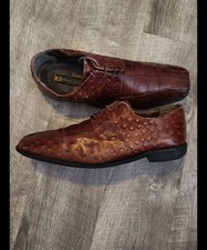 Stacy Adams Mens SIZE 11 M BROWN Alligator Ostrich Print Oxford Shoes