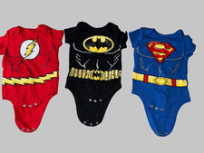 Boys 3/6M Super Hero Justice League 3-Pack of Bodysuits Batman Spider-Man Flash