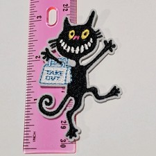 P188 CHAT NOIR FOU SUR SHOPPING SPREE CHATS SAC À EMPORTER CHATONS SAUVAGES PATCH
