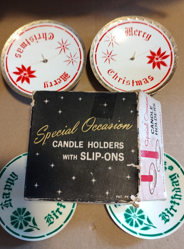 Vintage Special Occasion Christmas & Birthday Metal Pillar Candle Holders USA
