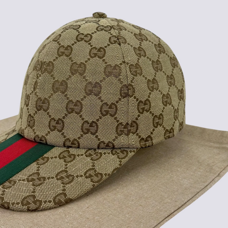 Gucci GG Monogram Center Web Canvas Baseball Cap Head Hat Beige Size M - Image 4 of 4