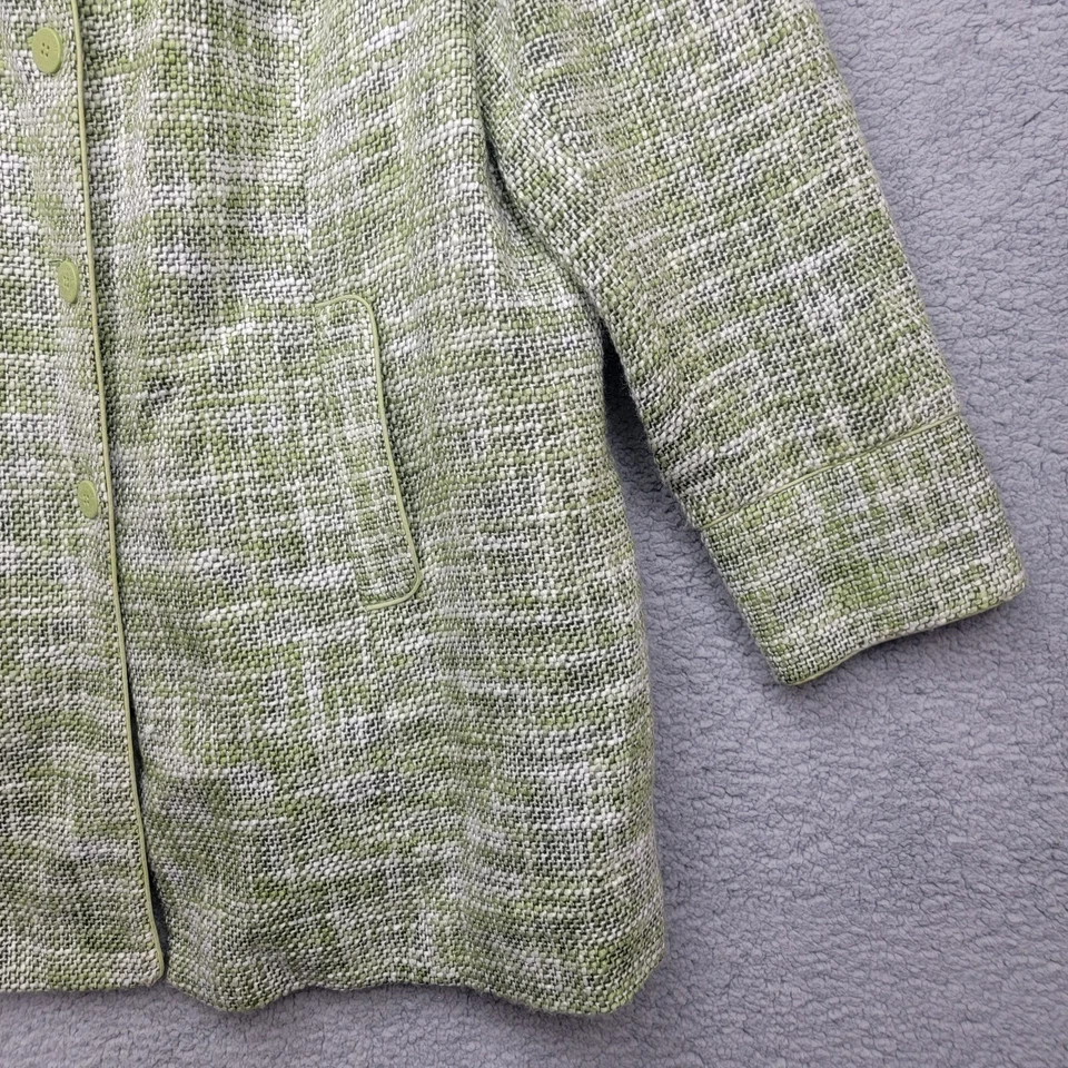 Dialogue Women's Lime Green White Tweed Lined Career Jacket Coat 20W Pockets. - Image 4 of 4