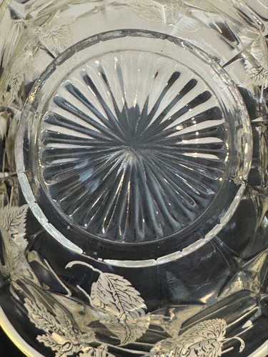 Vintage Cut Crystal Basket With Silver Overlay Leaf Design 8" Handle - Picture 5 of 14