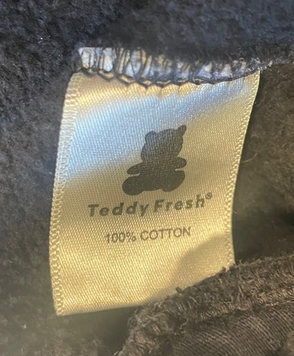 Teddy Fresh Skull And Flowers Hoodie Mens Large Black Sweatshirt Bear Spellout - Picture 11 of 12