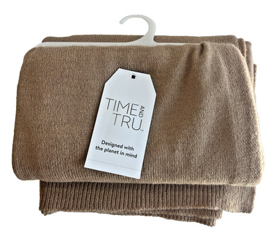 Women' Knit Scarf- Time And True One Size Fits All Wide Scarf- Acorn Color - NWT