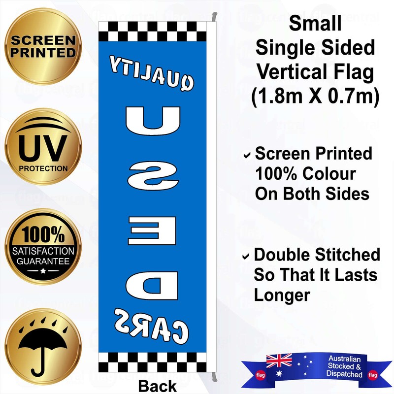 A - QUALITY USED CARS Blue Vertical 70cm x 180cm Flag - 2