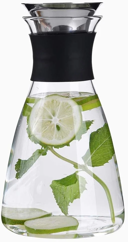 2Pcs 37oz/1100ml Glass Carafe with Stainless Steel Silicone Filter Lid for Tea - Image 3 of 4