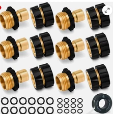 Morvat Brass Quick Hose Connector, Easily Add Attachments to Garden Hose, 6 Pack
