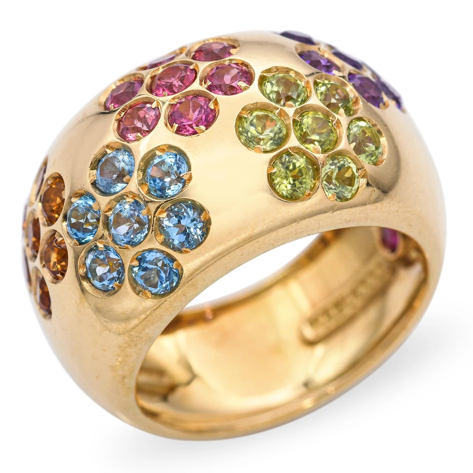 Roberto 硬币 "Nabucco" 18k 黄金冲洗套装 多宝石戒指 — 第 2/4 张图片