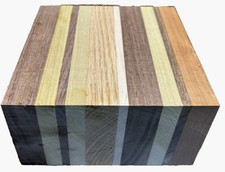 ONE 1 BEAUTIFUL RANDOM HARDWOODS LAMINATED BOWL BLANKS LUMBER WOOD 6" X 6 X 3"