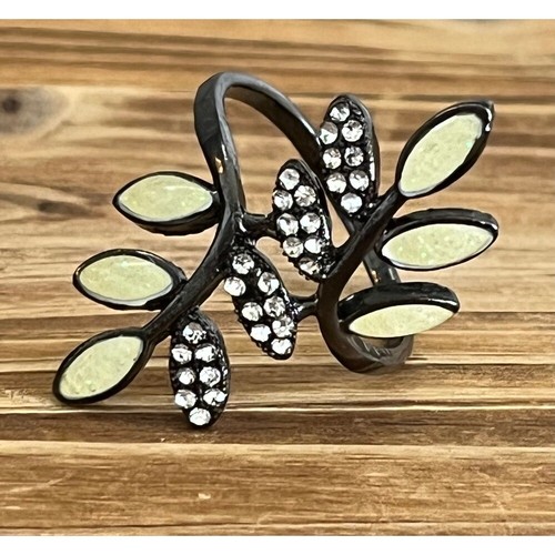 Neu Weinblatt Titan Ring, Strass Statement Cocktail Band Boho Ring-Größe 10 - Bild 3 von 16