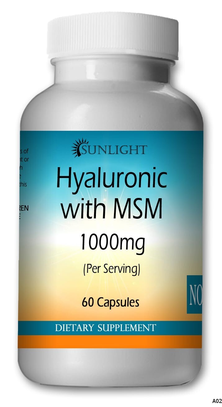 Hyaluronic Acid 1000mg with MSM | 60 Capsules | Non-GMO | Sunlight Brand-image