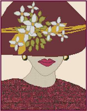Lady in Burgundy Hat Counted Cross Stitch Chart No.32-101