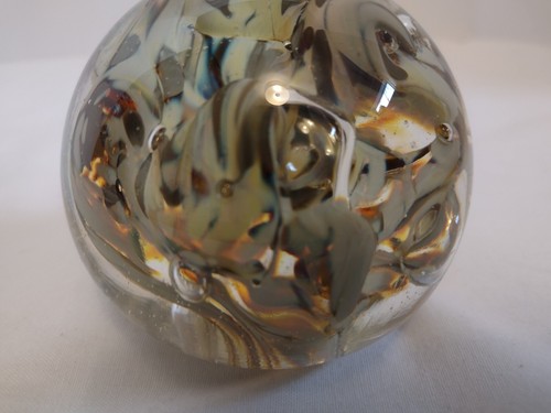 Art Glass Hand Blown Paperweight Signed Abstract Swirls Approx 3" - Picture 8 of 12