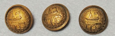 New Hampshire Buttons, Goodwins 1876, Used by GAR, Coat Size, Three Buttons
