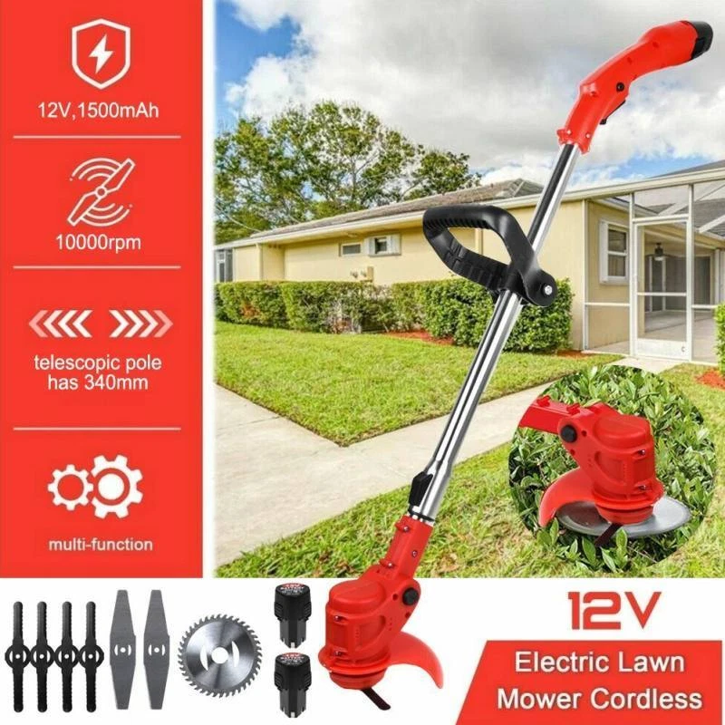 Cordless Weed Wacker String Trimmer, Electric Weed Eater Brush Cutter with  3 Types Blades, Adjustable Height Grass Trimmer/Edger for Garden and Yard