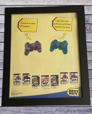 00s Best Buy Dualshock Controller PS2 EA Sports Playstation ~ Framed Original Ad