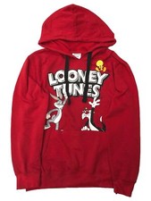 Looney Tunes Junior Womens Red Hoodie Sweatshirt Tweety Bugs Bunny