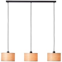 Brilliant Lampe, Romm Pendelleuchte 3Flg Holz Hell/Schwarz, 3X A60, E27, 52W, Ka
