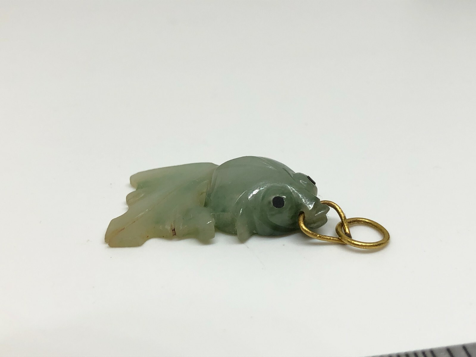 Antique solid gold Gold fish jade charm - image 3