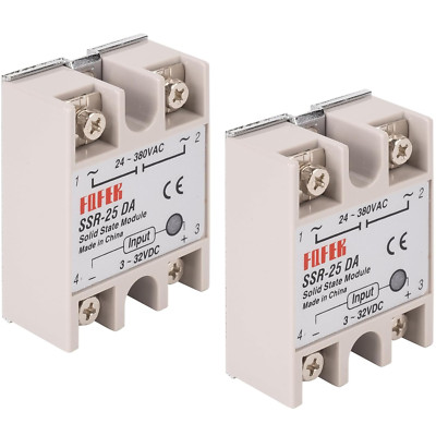 2PCS Solid State Relay SSR-25DA DC to AC Input 3-32VDC to Output 24-380VAC 25A S