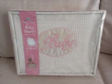 Infant Baby King Pink Girl Shawl 100% Acrylic 42"x33" Fringe Ends NIB