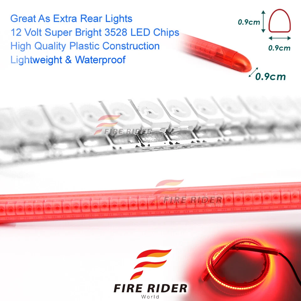 8" 60pcs LED Red Strips Rear Brake Tail Red Light For Honda Motorcycles - Image 4 of 4