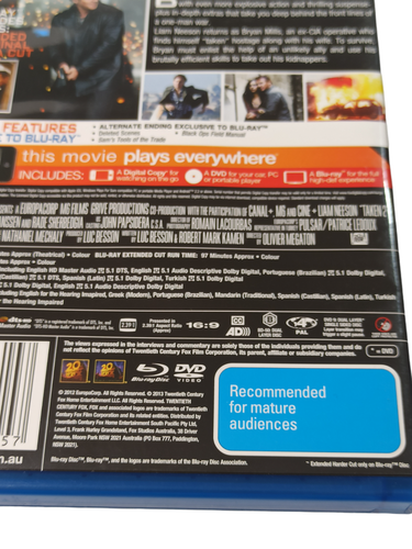 Taken 1 2 (Blu-Ray 2008) Action Adventure CIA Kidnapping Family Region B VGC - Picture 10 of 12