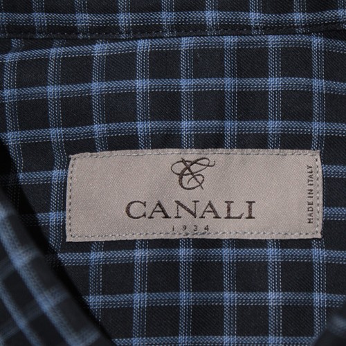 Canali NWOT Casual Button Down Shirt Size Large in Blue Check 100% Cotton - Picture 7 of 10