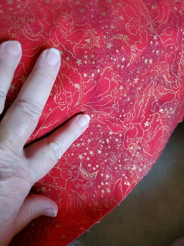 Christmas Sewing Fabric Springs Red & Gold Mettalic Celestial Angels Star 18x45" - Picture 5 of 5