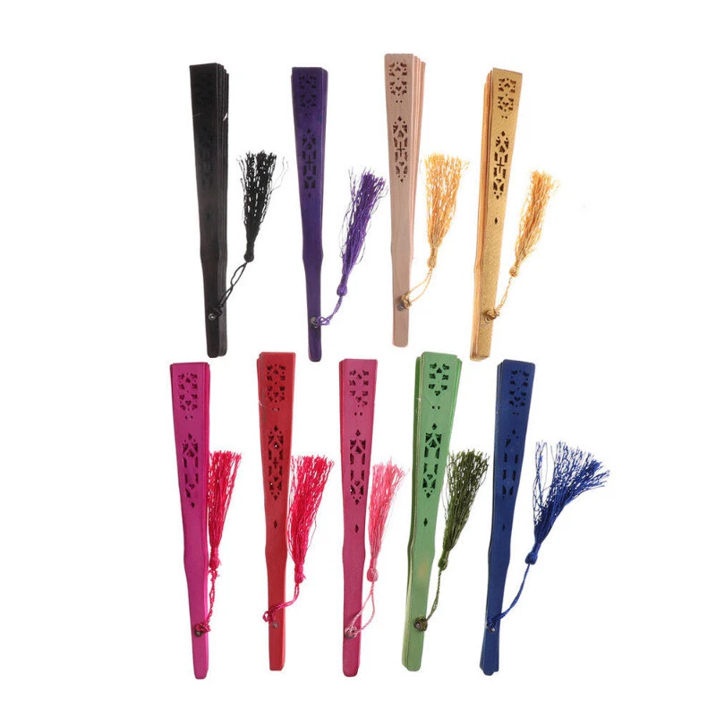 Abanico Plegable Bambú Tallado Boda Mano Fragante Fiesta Madera China Foto 2 de 4