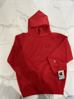 #ad MEN`S ORIGINAL CHAMPION® SUPER FLEECE CONE HOOD EMBROIDERED C LOGO RED SCARLET $109.99