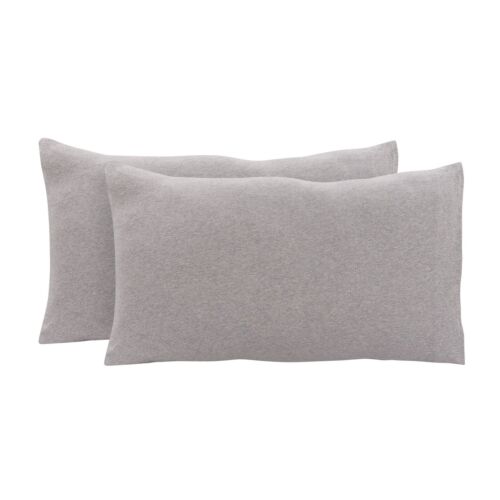 Mainstays Jersey Extra Soft Pillowcase 2Pc Set Standard/Queen Grey Heather NEW - Picture 2 of 4