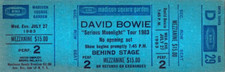 DAVID BOWIE 1983 SERIOUS MOONLIGHT TOUR UNUSED MSG CONCERT TICKET / D29