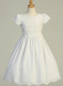 white eyelet flower girl dress