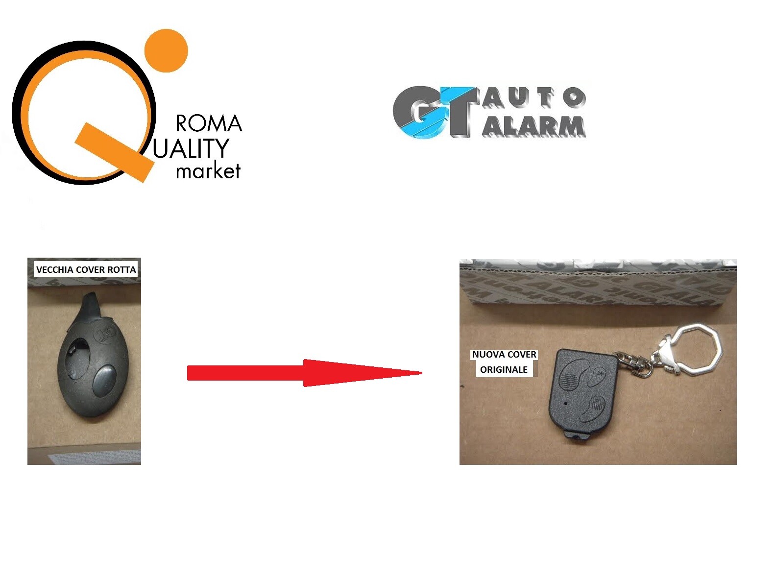 GUSCIO TELECOMANDO ANTIFURTO COVER GT AUTO ALARM ORIGINALE scocca GT482 482