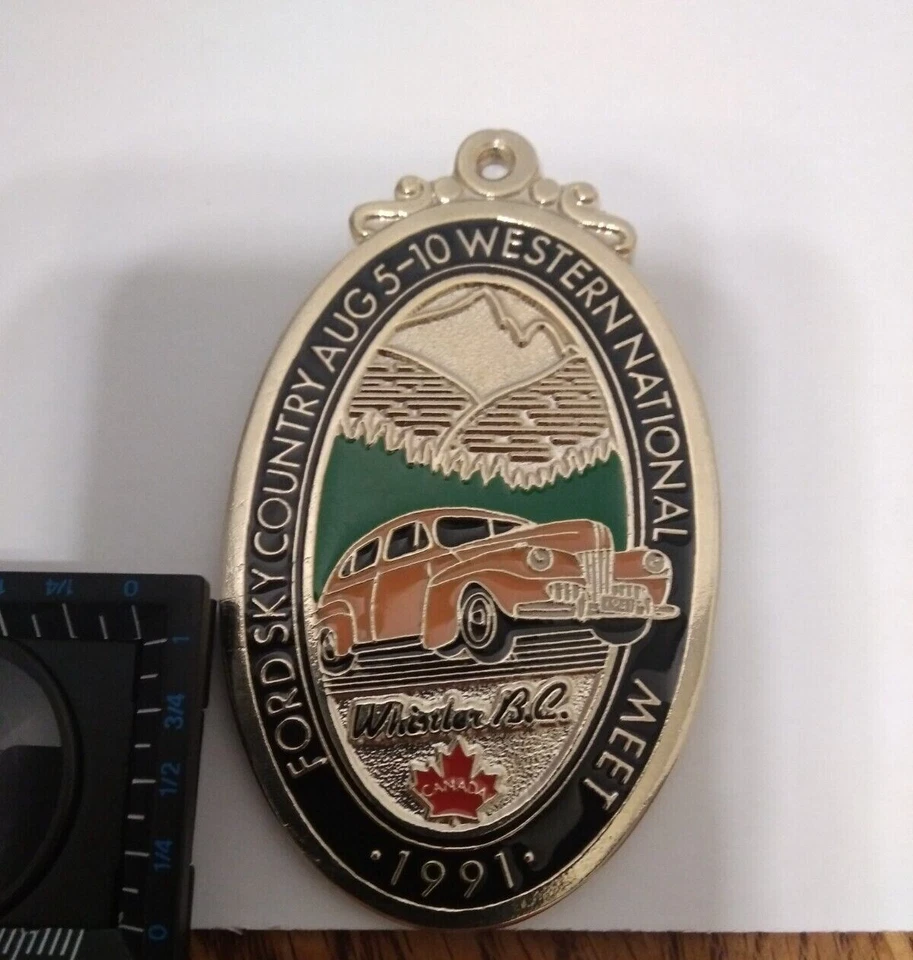 FORD V8  WESTERN NATIONAL MEET 1991 WHISTLER BC CANADA CLUB MEDALLION - Image 3 of 4