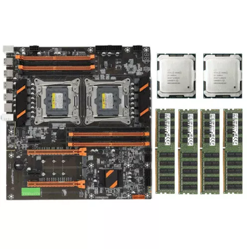 X99 ATX Motherboard + 2x E5-2667 V4 E5-2680 V4 E5-2673 V4 2697A V4 CPU +64GB RAM