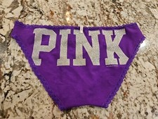 True Vintage Victoria's Secret PINK Medium Silver Logo Extra Low Rise Bikini