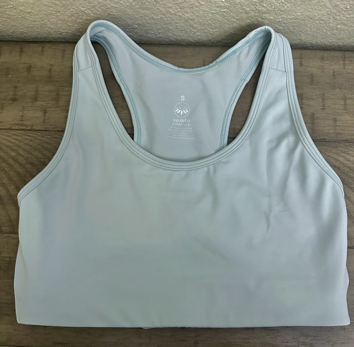 Senita Athletics Women's S Perfect Pocket Sports Bra Adjustable Pale Blue  Teal