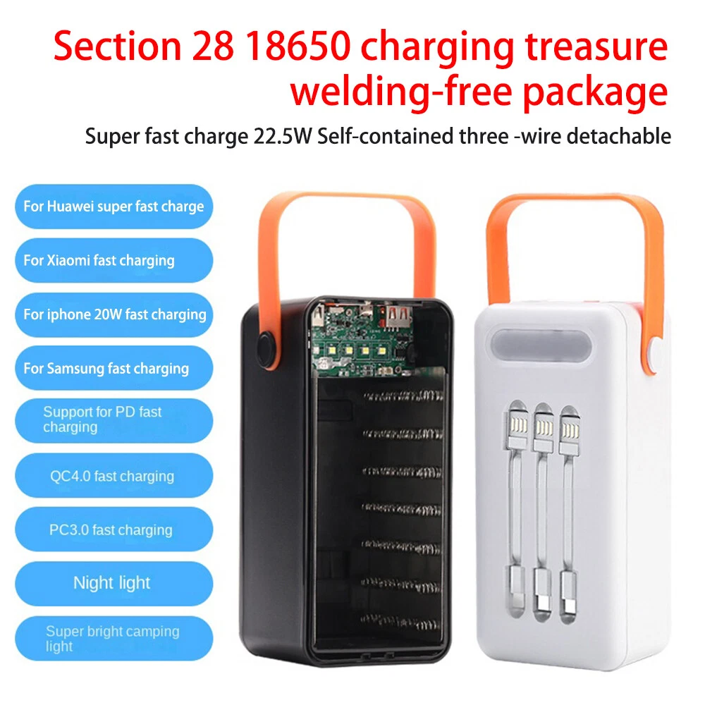 DIY 28x18650 USB 10W 22.5W Battery Storage Box Fast Charging Power Bank Case UK