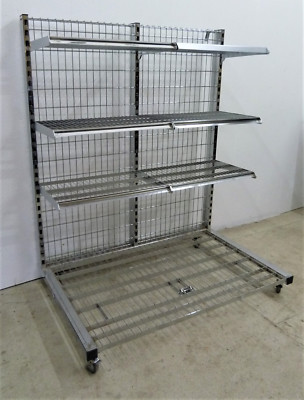 Chromregal 5x Regale Supermarkt 1,30m chrom Rollen 4 Etagen rollbar 4 Etagen