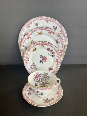 COMPAGNIE DES INDES Pink by BERNADAUD Limoges France tableware set 5pcs