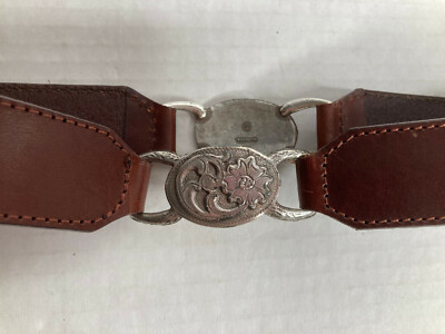 Vintage Olga Santini Brown Sectioned Leather Belt Western  display picture 2