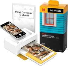 KODAK Dock Plus 4PASS Instant Photo Printer (4x6 inches) + 90 Sheets Bundle JPN