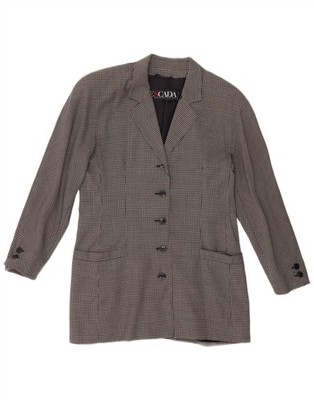 ESCADA Damen 5 Knopf Blazer Jacke EU 42 Large Navy Blau Hahnentritt CC07