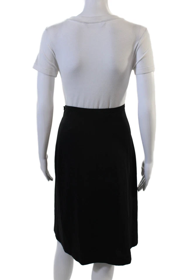 Piazza Sempione Women Straight Pencil Skirt Black Pure New Wool Size 38 - Image 3 of 4